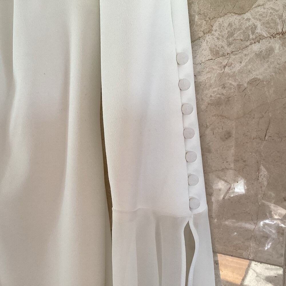 Calvin Klein Shift Dress - 2 - White Bell Sleeve, Classic Holiday Party Bridal - Picture 15 of 16